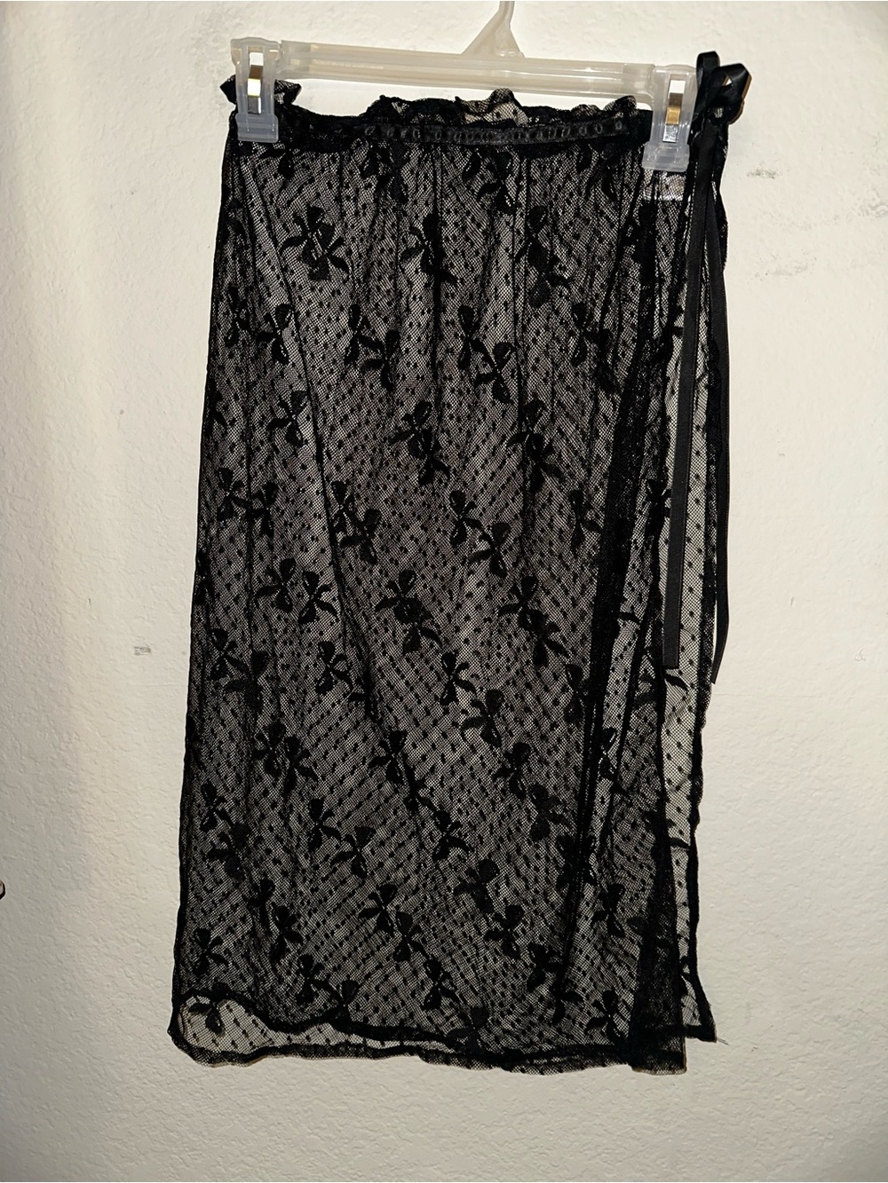 Sheer black lace tie midi skirt lingerie no tag size recommend for a size S-M